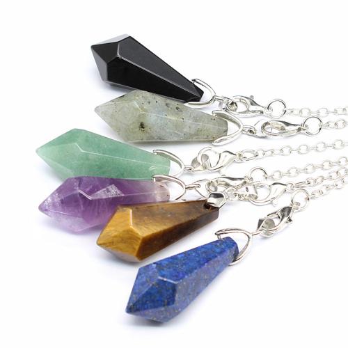 Natural Stone Pendulum, with Brass & Tibetan Style, fashion jewelry & different materials for choice, more colors for choice, 33x13x13mm, Sold By PC