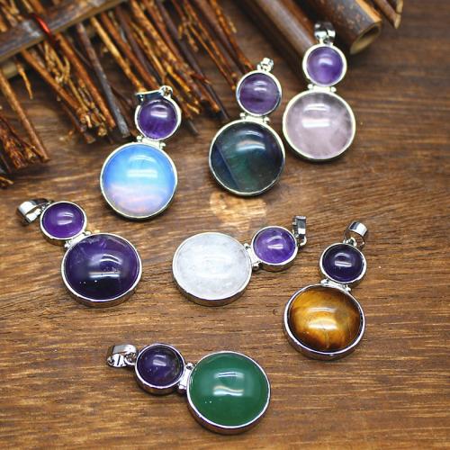 Gemstone Pendants Jewelry, Natural Stone, with Brass & Tibetan Style, DIY & different materials for choice, more colors for choice, 5x20x7mm, Sold By PC