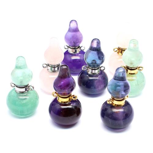 Natural Stone Perfume Bottle Pendant, with Brass & Tibetan Style, DIY & different materials for choice, more colors for choice, 32x17x11mm, Sold By PC