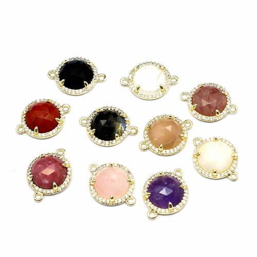 Gemstone Connector, Natural Stone, with Brass & Tibetan Style, DIY & different materials for choice, more colors for choice, 18x13x5mm, Sold By PC