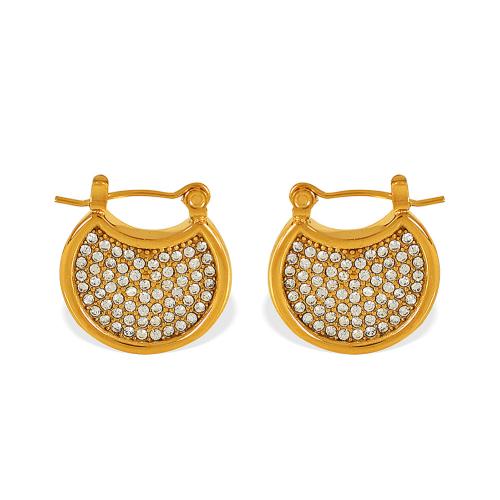 Acier inoxydable Levier Retour Earring, Acier inoxydable 304, Plaqué or 18K, bijoux de mode & pour femme & avec strass, Vendu par paire