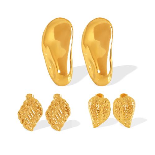 Pendientes de Acero Inoxidable, acero inoxidable 304, chapado, Joyería & diferentes estilos para la opción & para mujer, dorado, Vendido por Par