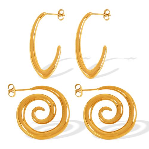 Boucle d'oreille de gaujon en acier inoxydable, Acier inoxydable 304, Plaqué or 18K, bijoux de mode & styles différents pour le choix & pour femme, Vendu par paire