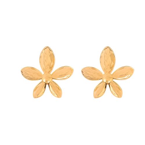 Stainless Steel Stud Earrings, 304 Stainless Steel, Flower, plated, fashion jewelry & for woman, more colors for choice, Sold By Pair