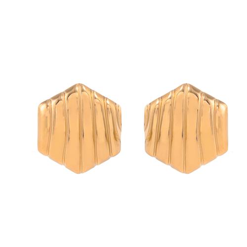 Stainless Steel Stud Earrings, 304 Stainless Steel, Hexagon, plated, fashion jewelry & for woman, more colors for choice, Sold By Pair