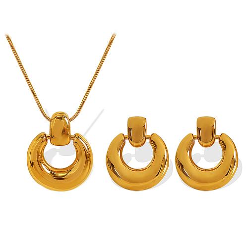 Conjuntos de joyería de acero inoxidable, acero inoxidable 304, chapado, diferentes estilos para la opción & para mujer & hueco, dorado, Vendido por UD