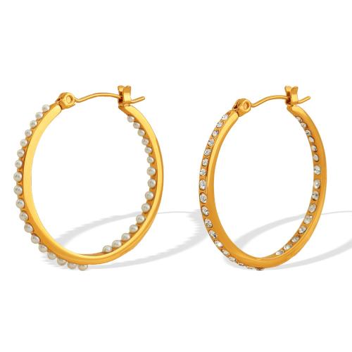 Acier inoxydable Levier Retour Earring, Acier inoxydable 304, avec perle de plastique, Plaqué or 18K, bijoux de mode & différents matériaux pour le choix & pour femme, Vendu par paire