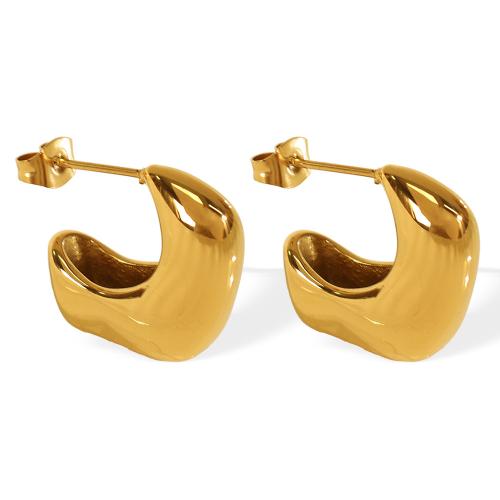 Stainless Steel Stud Earrings, 304 Stainless Steel, 18K gold plated, fashion jewelry & for woman, Sold By Pair