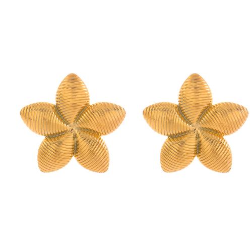 Stainless Steel Stud Earrings, 304 Stainless Steel, Flower, plated, fashion jewelry & for woman, more colors for choice, Sold By Pair