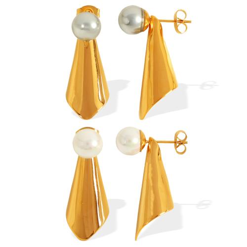 Pendientes de Acero Inoxidable, acero inoxidable 304, con Cuentas de vidrio, 18K chapado en oro, Joyería & para mujer, más colores para la opción, Vendido por Par