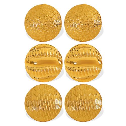 Pendientes de Acero Inoxidable, acero inoxidable 304, Esférico, 18K chapado en oro, Joyería & diferentes patrones para la opción & para mujer, Vendido por Par