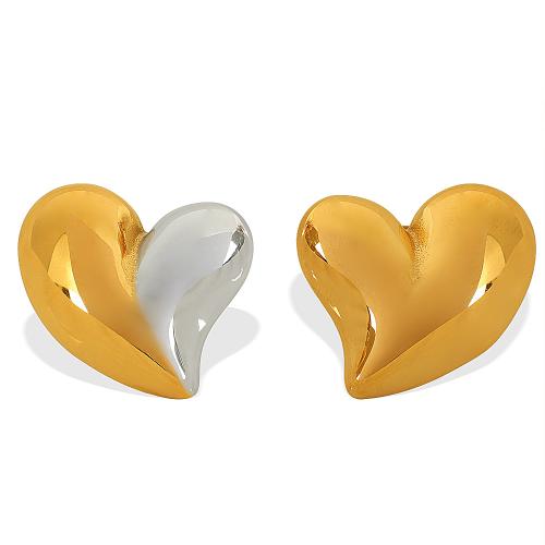 Stainless Steel Stud Earrings, 304 Stainless Steel, Heart, plated, fashion jewelry & for woman, more colors for choice, Sold By Pair