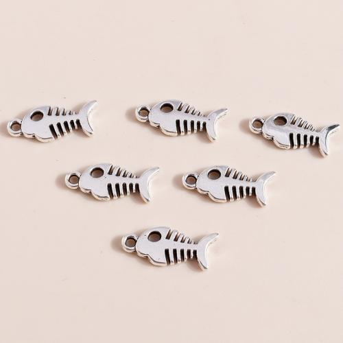 Pendentifs en alliage de zinc, Squelette de poisson, Placage, DIY, 30PC/sac, Vendu par sac