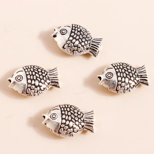 Perles animaux en alliage de zinc, poisson, Placage, DIY, 30PC/sac, Vendu par sac