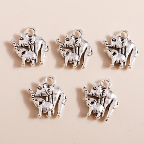 Pendentifs animaux en alliage de zinc, éléphant, Placage, DIY, 20PC/sac, Vendu par sac