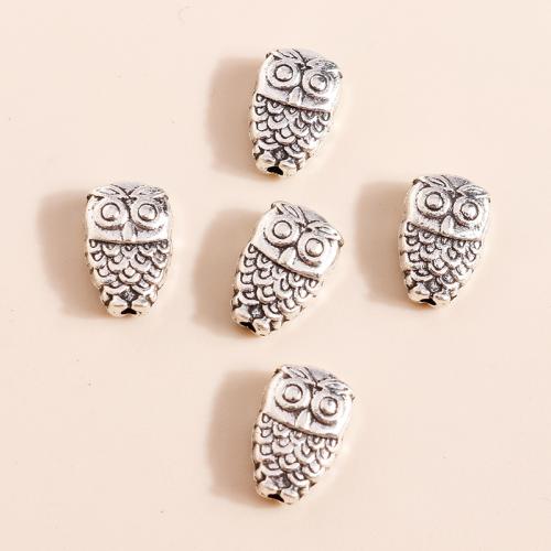 Perles animaux en alliage de zinc, hibou, Placage, DIY, 50PC/sac, Vendu par sac