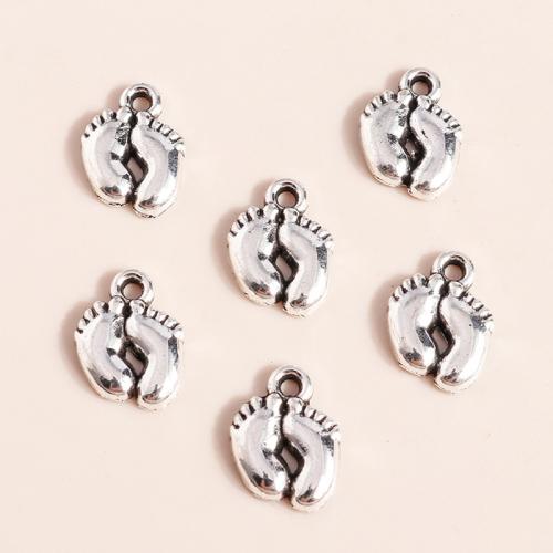 Pendentifs en alliage de zinc, empreinte de pas, Placage, DIY, 50PC/sac, Vendu par sac