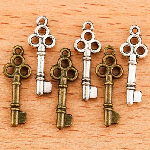 Tibetan Style Key Pendants, plated, DIY, more colors for choice, 20x7mm, 100PCs/Bag, Sold By Bag