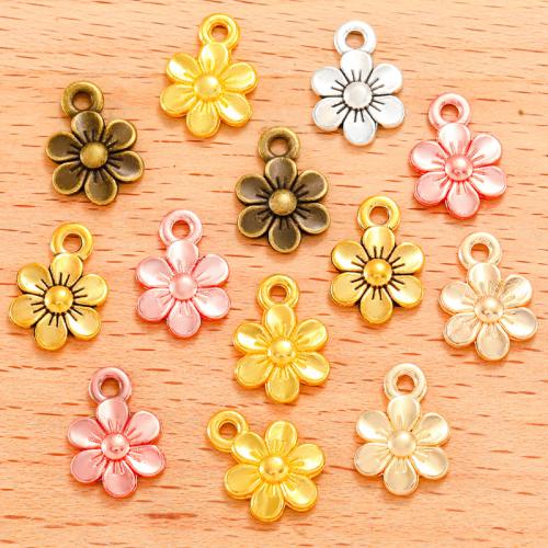 Tibetan Style Flower Pendants, plated, DIY, more colors for choice, 14x10mm, 100PCs/Bag, Sold By Bag