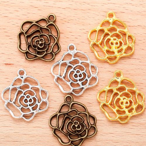 Tibetan Style Flower Pendants, plated, DIY, more colors for choice, 28x25mm, 100PCs/Bag, Sold By Bag