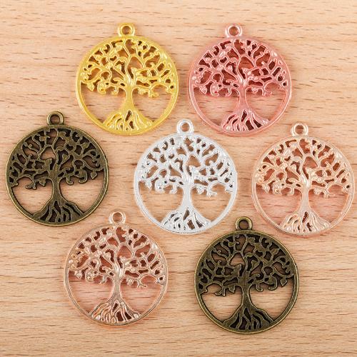 Pendentifs creux en alliage de zinc, arbre, Placage, DIY, plus de couleurs à choisir, 28x25mm, 100PC/sac, Vendu par sac