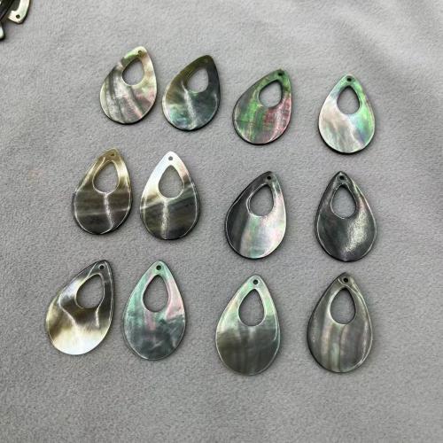 Natural Black Shell Pendants, Natural Seashell, Teardrop, DIY & hollow, black, 17x27mm, Sold By PC