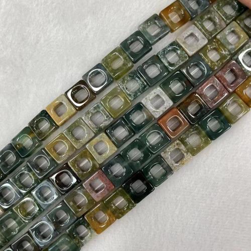 Gemstone Jewelry Beads, Natural Stone,  Square, DIY & hollow, more colors for choice, nickel, lead & cadmium free, 10mm, Approx 20PCs/Strand, Sold By Strand