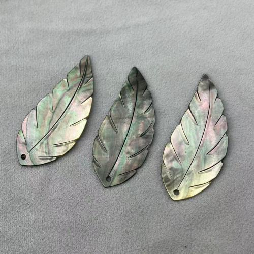 Natural Black Shell Pendants, Natural Seashell, Leaf, DIY, black, 25x60mm, Sold By PC