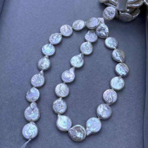 Cultured Button Freshwater Pearl Beads, Coin, DIY, white, about:12-13mm, Approx 27PCs/Strand, Sold By Strand