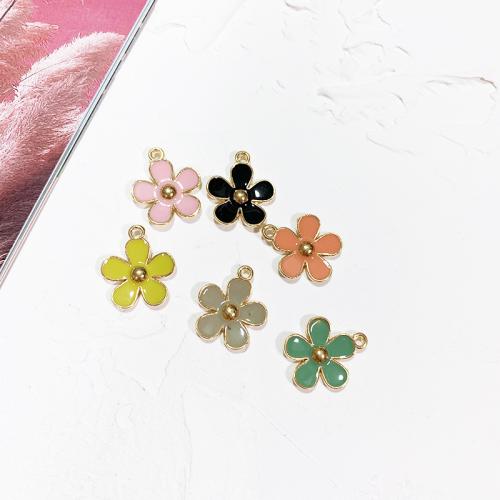 Tibetan Style Enamel Pendants, Flower, gold color plated, DIY & different styles for choice, more colors for choice, 100PCs/Bag, Sold By Bag