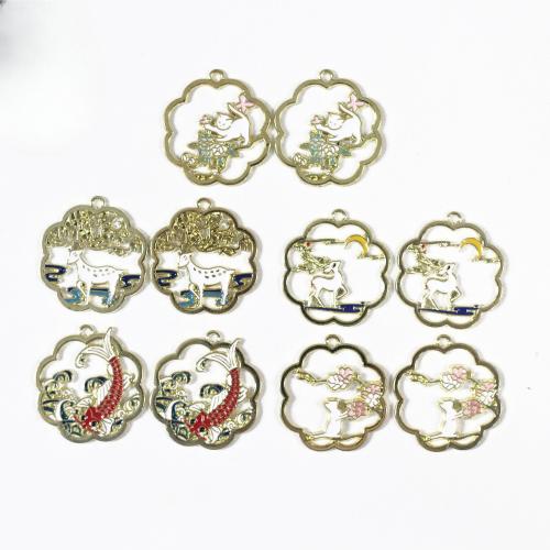 Tibetan Style Enamel Pendants, gold color plated, DIY & different styles for choice, more colors for choice, 100PCs/Bag, Sold By Bag