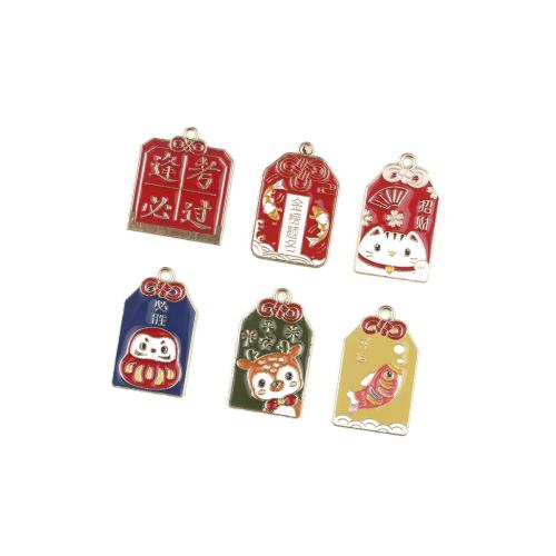 Pendentifs Noël en alliage de zinc, Placage de couleur d'or, DIY & styles différents pour le choix & émail, plus de couleurs à choisir, 100PC/sac, Vendu par sac