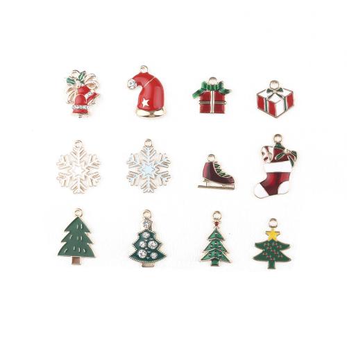 Tibetan Style Christmas Pendants, gold color plated, DIY & different styles for choice & enamel & with rhinestone, more colors for choice, 100PCs/Bag, Sold By Bag