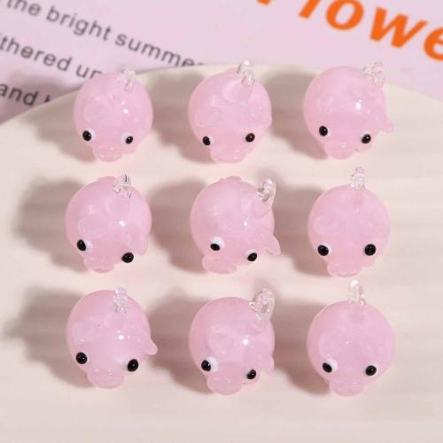 Fashion Lampwork Pendants, Pig, DIY, pink, 20x18mm, Sold By PC