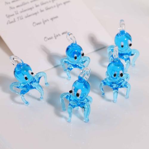 Fashion Lampwork Pendants, Octopus, DIY, blue, 20x37mm, Sold By PC