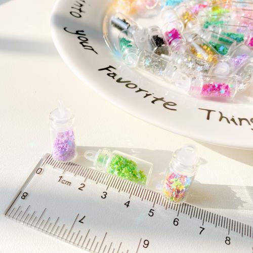 Plastic Pendants, Glass, with Sequins, DIY, more colors for choice, 15x25mm, 100PCs/Bag, Sold By Bag