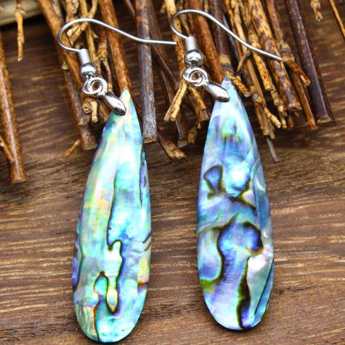 Shell Earrings, Abalone Shell, with Brass & Tibetan Style, fashion jewelry, mixed colors, 58x12x4mm, Sold By Pair