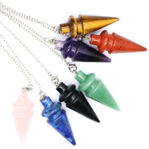 Natural Stone Pendulum, with Brass & Tibetan Style, fashion jewelry & different materials for choice, more colors for choice, 45x17mm, Length:23 cm, Sold By PC