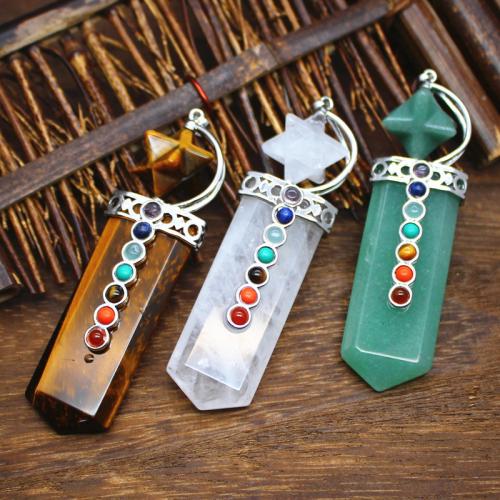 Gemstone Pendants Jewelry, Natural Stone, with Brass & Tibetan Style, DIY & different materials for choice, more colors for choice, 86x22x12mm, Sold By PC