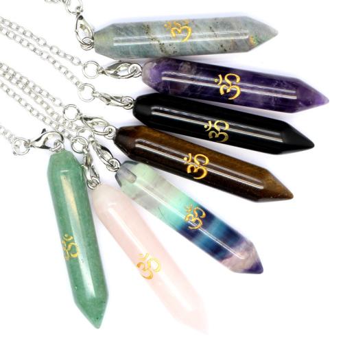 Natural Stone Pendulum, with Brass & Tibetan Style, different materials for choice, more colors for choice, 55x10mm, Length:23.5 cm, Sold By PC