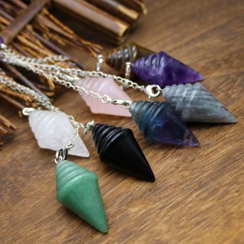 Natural Stone Pendulum, with Brass & Tibetan Style, fashion jewelry & different materials for choice, more colors for choice, 40x20mm, Length:24 cm, Sold By PC