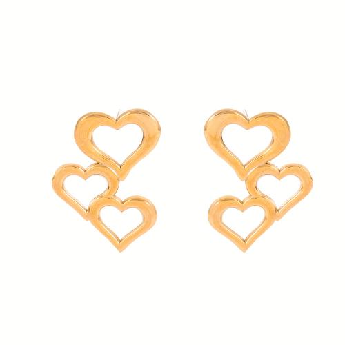 Stainless Steel Stud Earrings, 304 Stainless Steel, Heart, plated, fashion jewelry & for woman & hollow, more colors for choice, Sold By Pair