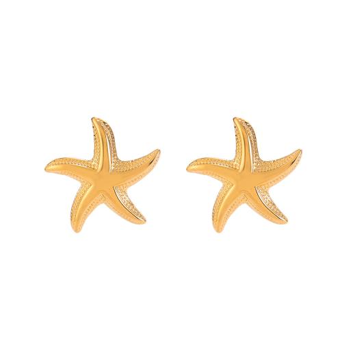 Stainless Steel Stud Earrings, 304 Stainless Steel, Starfish, plated, fashion jewelry & for woman, more colors for choice, Sold By Pair