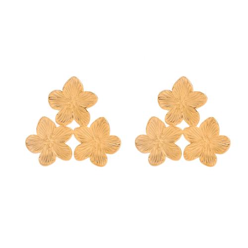 Boucle d'oreille de gaujon en acier inoxydable, Acier inoxydable 304, fleur, Placage, bijoux de mode & pour femme & creux, plus de couleurs à choisir, Vendu par paire