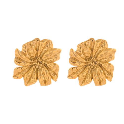 Boucle d'oreille de gaujon en acier inoxydable, Acier inoxydable 304, fleur, Placage, bijoux de mode & pour femme, plus de couleurs à choisir, Vendu par paire