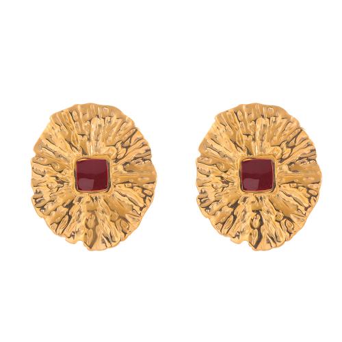 Pendientes de Acero Inoxidable, acero inoxidable 304, chapado en color dorado, Joyería & para mujer & esmalte, más colores para la opción, Vendido por Par