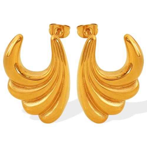 Pendientes de Acero Inoxidable, acero inoxidable 304, 18K chapado en oro, Joyería & para mujer, Vendido por Par