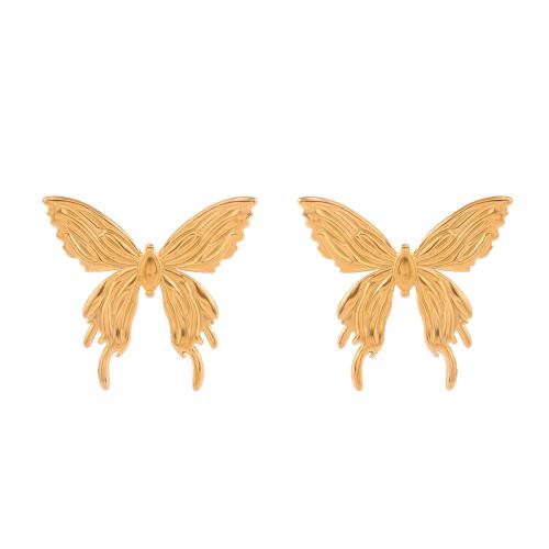 Stainless Steel Stud Earrings, 304 Stainless Steel, Butterfly, plated, fashion jewelry & for woman, more colors for choice, Sold By Pair