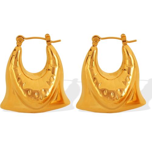 Acier inoxydable Levier Retour Earring, Acier inoxydable 304, sac à main, Plaqué or 18K, bijoux de mode & pour femme, Vendu par paire