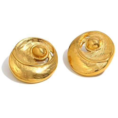 Stainless Steel Stud Earrings, 304 Stainless Steel, 18K gold plated, fashion jewelry & for woman & hollow, Sold By PC